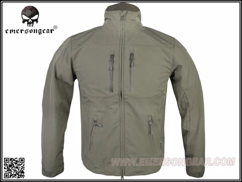 emersongear-Soft Shell Windbreaker Jacket, Breathable, Perspiration Combat Jacket, Green Foliage, EM6810F