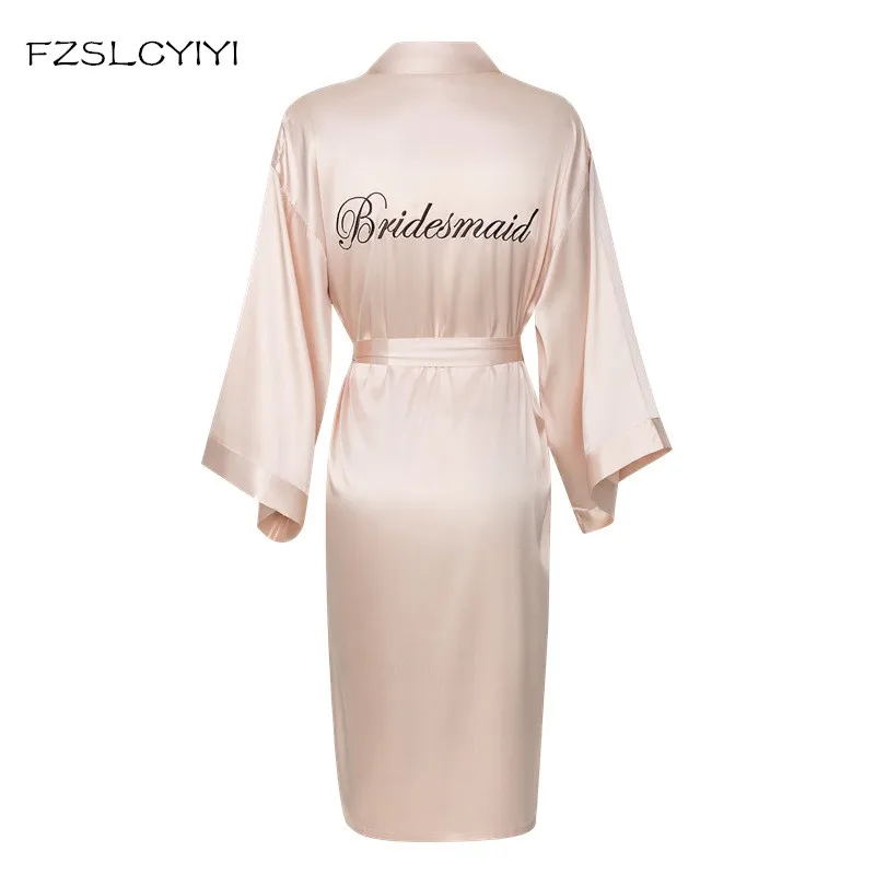 FZSLCYIYI Bride Robe Embroidery Satin Wedding Robes Silk Night Robe Elegant Long Sleeve Bathrobe Spring Summer Solid Color Robes