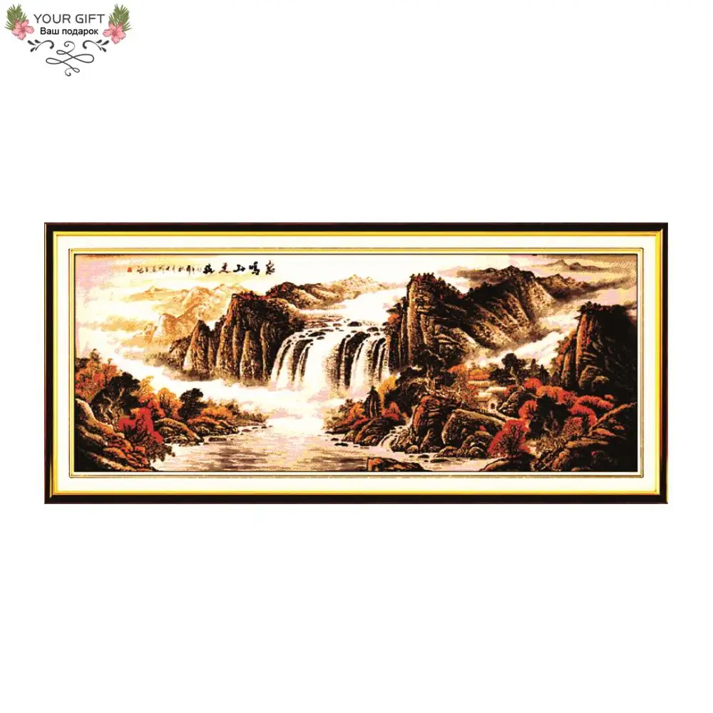 

Joy Sunday Chinese Autumn Landscape Home Decor F034 Counted Stamped Maple Leaves All Over The Fengming Mountain Cross Stitch Kit