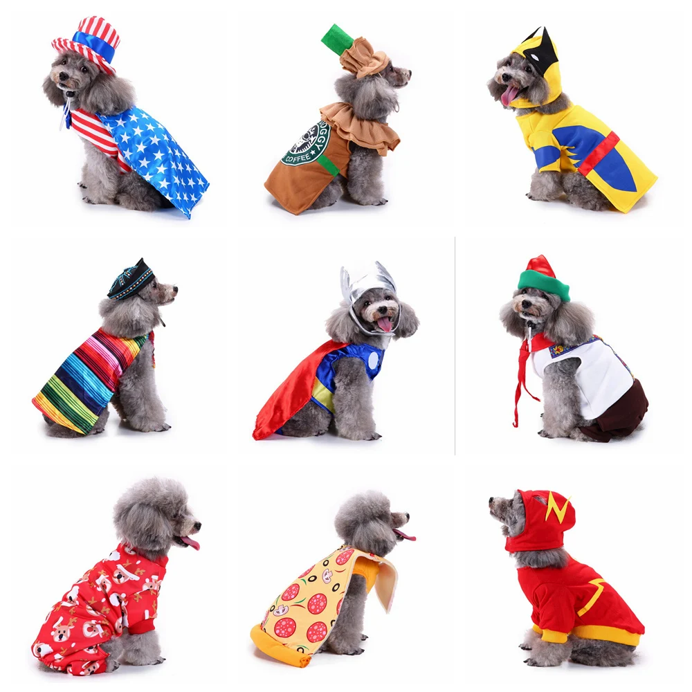 Pet Dog Clothes For Small Dogs Winter Christmas Halloween Clothes Warm Cat Coat Jacket Pumpkin Wizard Transform Funny Costume