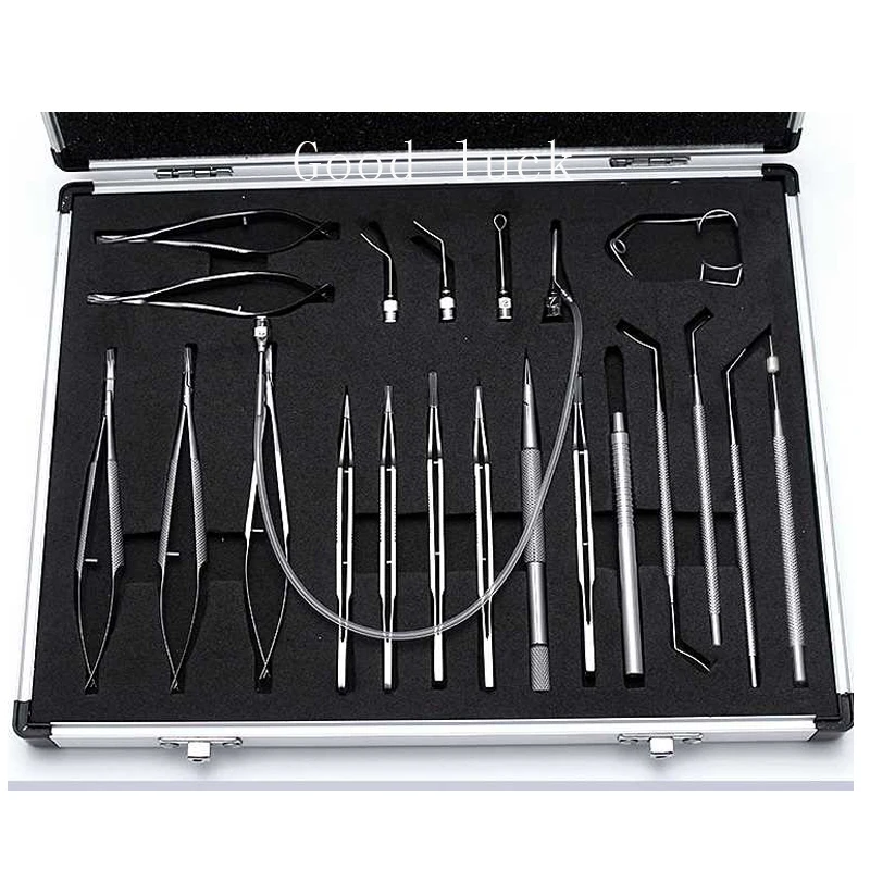 

21PCS Stainless Steel Eye Ophthalmic Cataract & Intraocular Set Surgical Instrument Eye Micro Surgery Tools