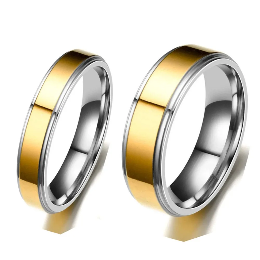 Couple Ring Gold-Color Titanium Wedding Bands Jewelry for Women Man Personalized Ring Customize Ring Engraved Ring