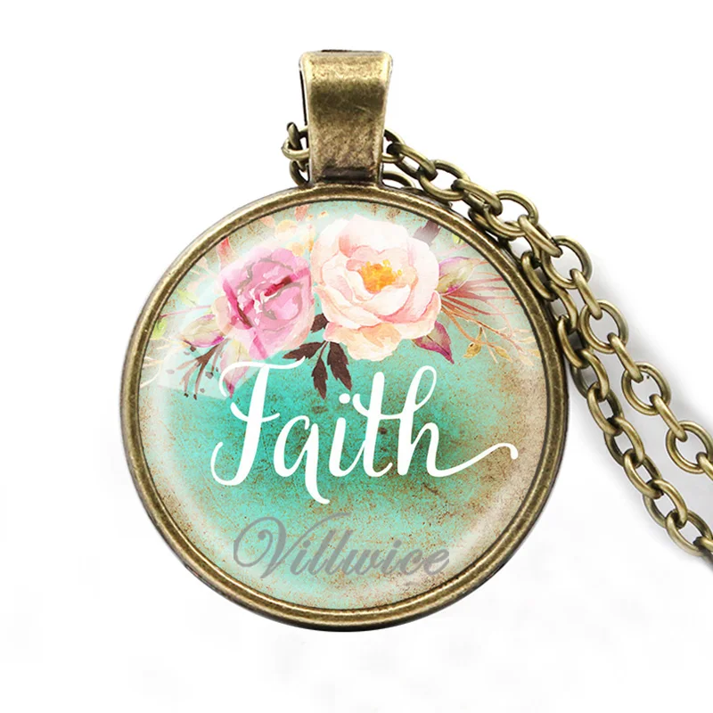 Винтажное ожерелье с кабошоном для женщин и мужчин с надписью вера, мечта, любовь, надежды, надписью