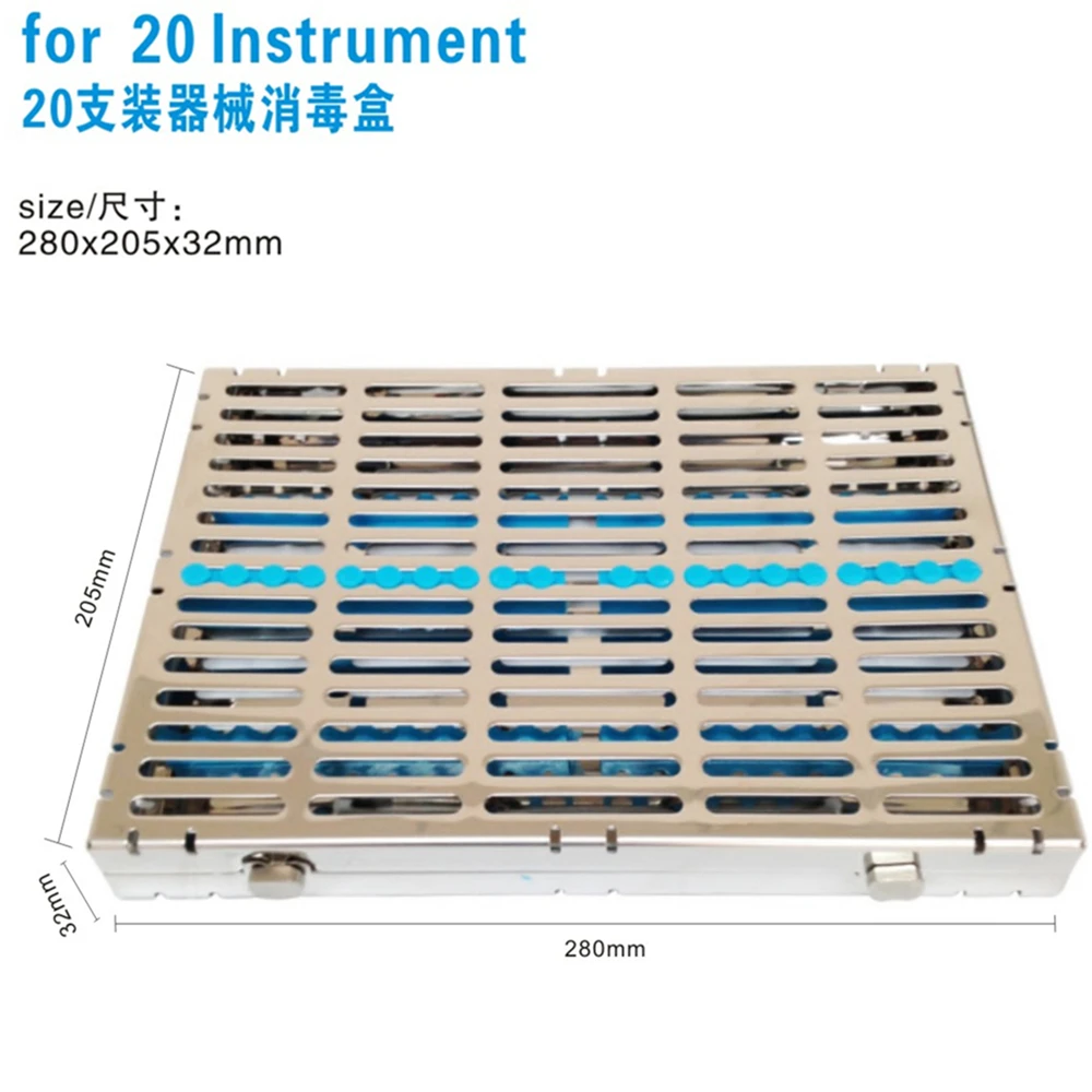 Dental stainless steel disinfection placing box for 20 pcs dental instrument for instrument disinfection plate Separable cover