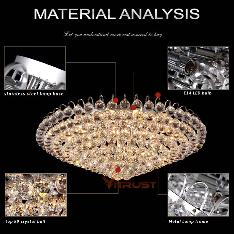 Top K9 Crystal LED Ceiling Light Fixture for Home Modern Light Fixtures for Bedroom Indoor Lighting Lustre De Cristal