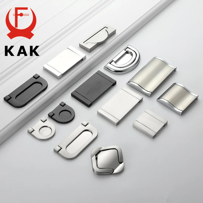 KAK Zinc Alloy Cabinet Knobs and Handles Tatami Hidden Door Handles Kitchen Handles Black Drawer Knobs Furniture Handle Hardware