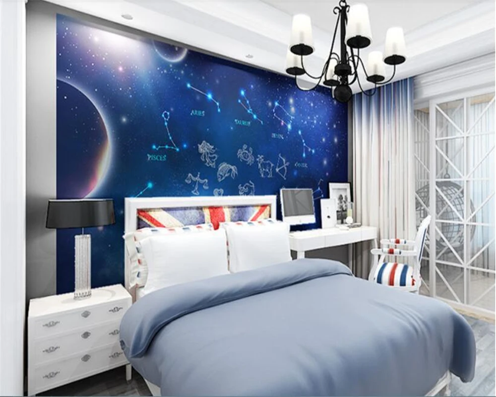 beibehang wallpaper papel de parede Twelve star constellation colorful children\'s room wall papier peint wall paper bebang