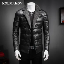 KOLMAKOV dos homens Novos Para Baixo Casacos Parkas 90% de Pato Branco Para Baixo Casacos de Inverno Dos Homens Negros Homme Jaquetas Masculina de Grandes Dimensões À Prova D' Água m-5XL