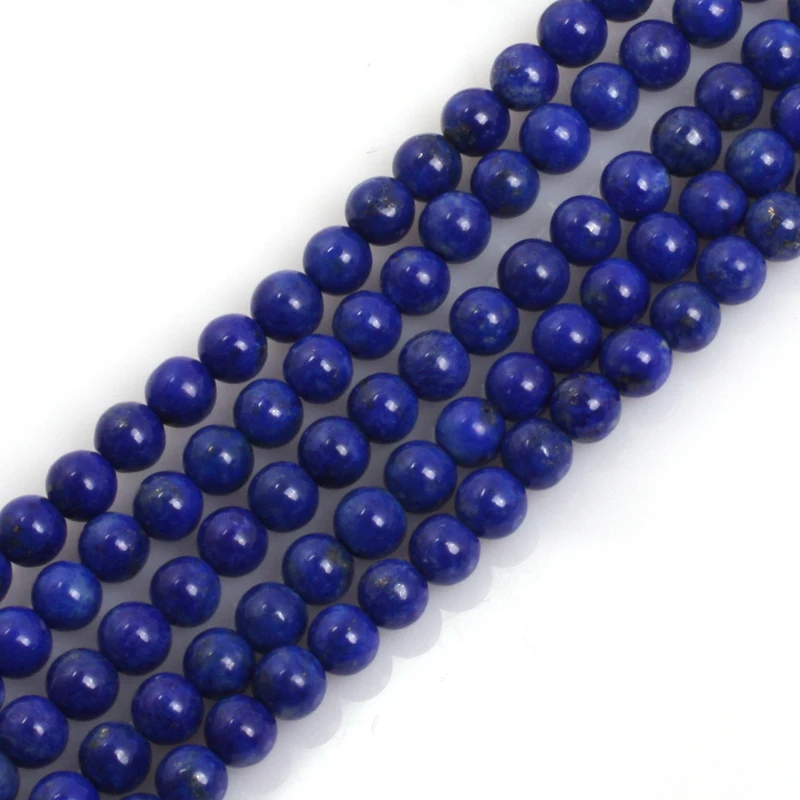 

Round Natural Lapis Lazuli Stone Natural Gemstone DIY Loose Beads For Jewelry Making Strand 15" Wholesale !