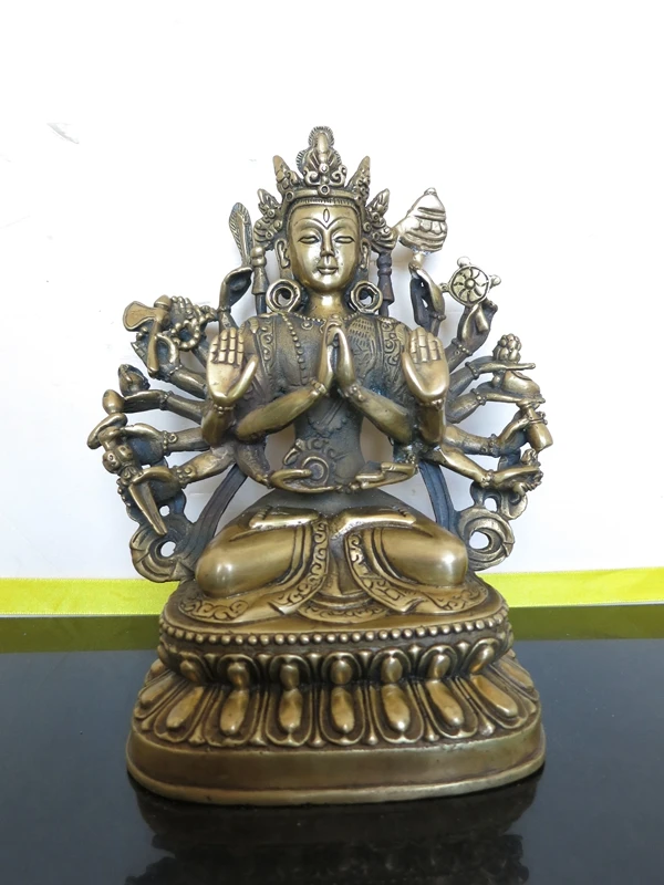 Elaborate Chinese Buddhism Brass Bodhisattva Buddha Statue