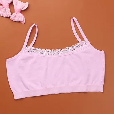 2020 1pc Teenage Underwear For Girl Children Girls Cutton Lace Wireless Young Training Bra For Kids And Teens Puberty Clothing