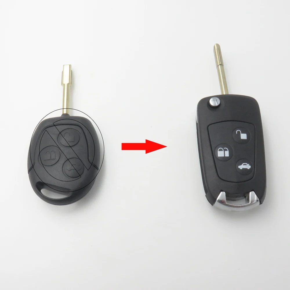 

Cocolockey Modified Flip Key Shell Blank Fit for FORD Modeo Remote Key Fob 3 Button Replacement Key Cover Uncut Blade No Logo