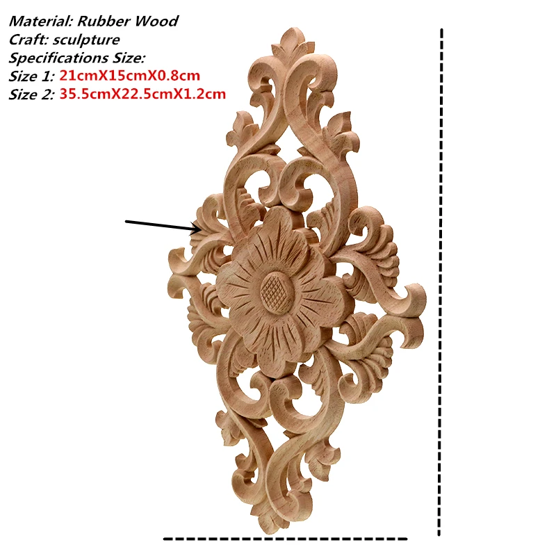 VZLX Vintage Floral Wood Carved Corner Applique Wooden Carving Decal for Furniture Cabinet Door Frame Wall Home Decor Crafts