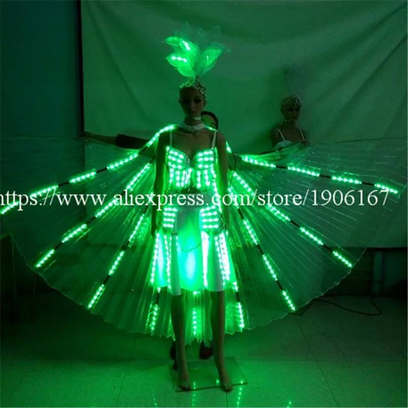 Fashion Colorful Led Luminous Evening Party Dress Sexy Women Light Up Stage Performance Costumes For Club Party Bar Halloween