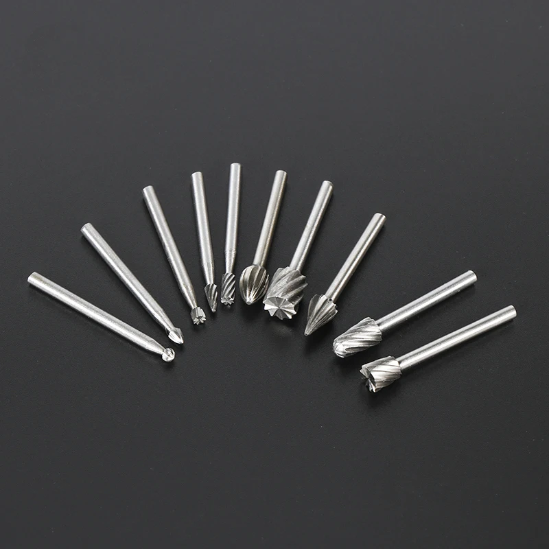 HSS Rotary Burr Mill Cutter Rotary Dremel Tool Metal Wood Electric Grinding Bit Milling Cutter Rotary Tool Accessories 6-10PCS