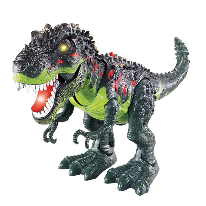 [Funny] Jurassic world Electric Dinosaur flash and sound T-rex Talking Toy Walk Talk Interactive Toy moving dinosaur model doll