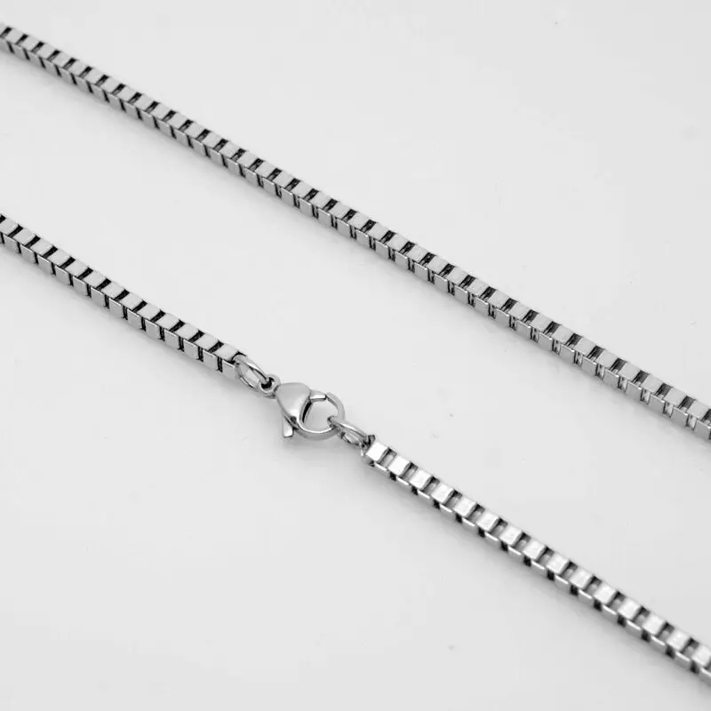 Wholesale Jewelry -- 50/60/70/80 cm x 3 mm Titanium steel White Box Chain Necklaces for Men Fashion Jewlery Hip Hop