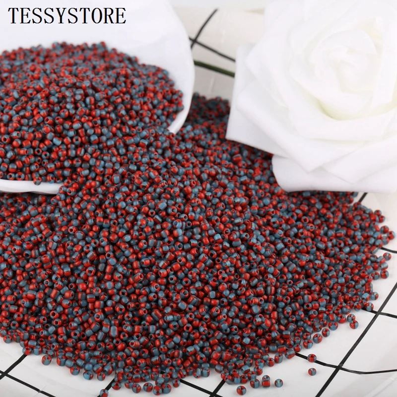 1000pcs/lot 2mm Two-color Beads Round Hole Glass Seed Beads Crystal Tricolor Beads For Jewelry Making Necklace Handmade DIY