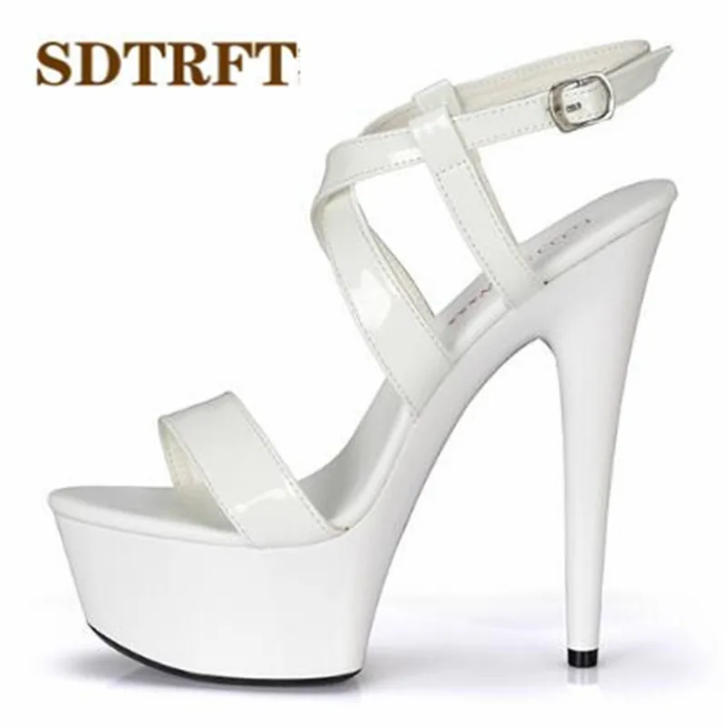 Sdtrft-女性用厚底サンダル,スリムヒールシューズ,スチレットヒール15cm,ウェディングシューズ,34〜45,46,サマーコレクション2021