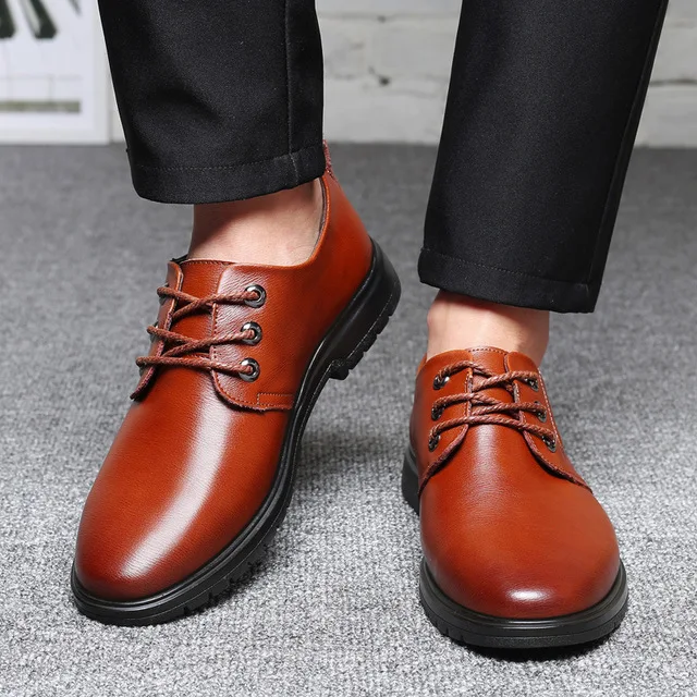 Sports Shoes For Men Autumn New Single Walking Shoes Increased Genuine Leather Shoes Dance Formal Single Wedding Men Shoes