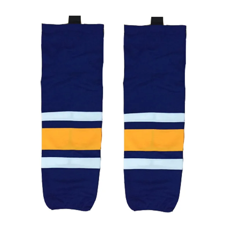 COLDINDOOR 100% Polyester Navy Ice Hockey Socks Cheap Shin Guards W010