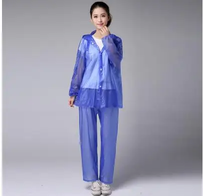 Fashion transparent raincoat suits plastic adult waterproof Split clothing outdoor