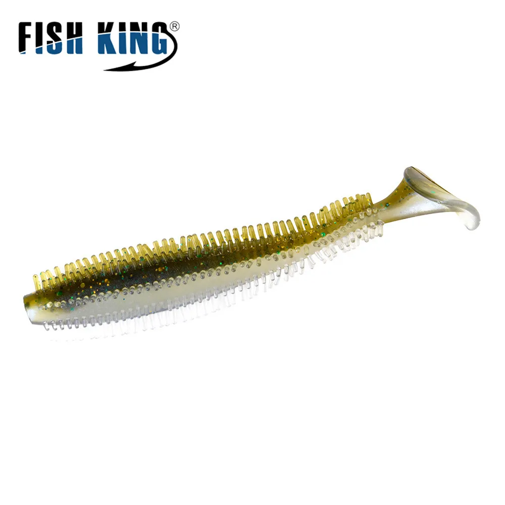 

FISH KING силиконовая приманка 9/12 см, Т-образный хвост, мягкая рыболовная приманка, 4-5 шт., приманка для джиггинга, искусственная приманка для ловли окуня, щуки, воблеры