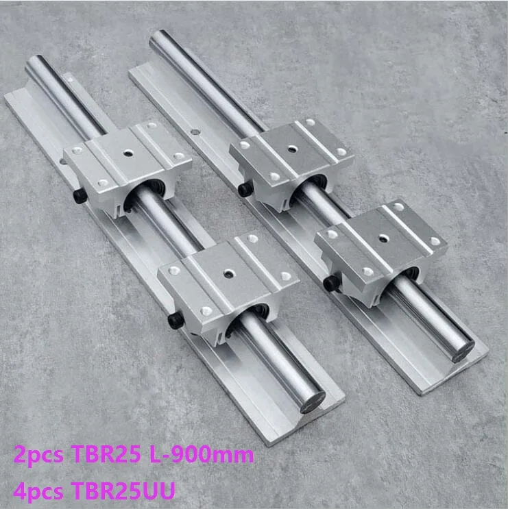 

2pcs TBR25 L-900mm support rail linear guide + 4pcs TBR25UU linear bearing blocks for CNC router parts