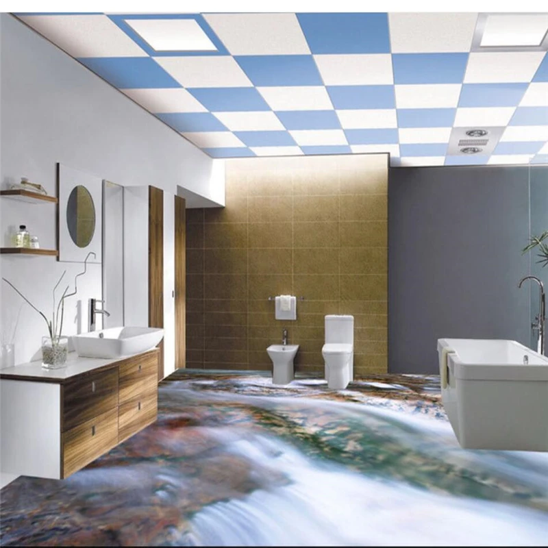 

beibehang Custom Flooring 3d Photo Decorative Painting 3D Bathroom Small River Water Stone Floor Tile 3d flooring wallpaper