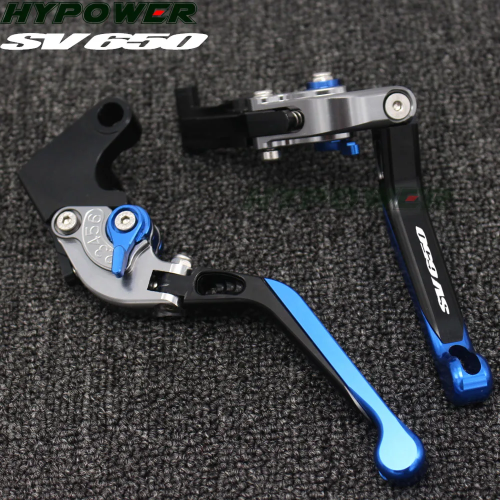 Blue&Titanium Adjustable Motorcycle Brake Clutch Levers For Suzuki SV650 1999 2000 2001 2002 2003 2004 2005 2006 2007 2008 2009