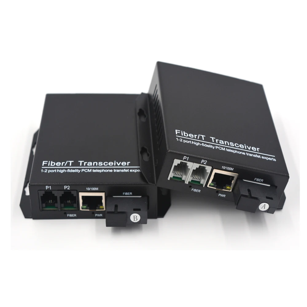 PREMIUM Telephone Extenders - 2 channels PCM Voice Telephone over Fiber Optic up 20Km 10/100Mbps Ethernet SC Singlemode fiber