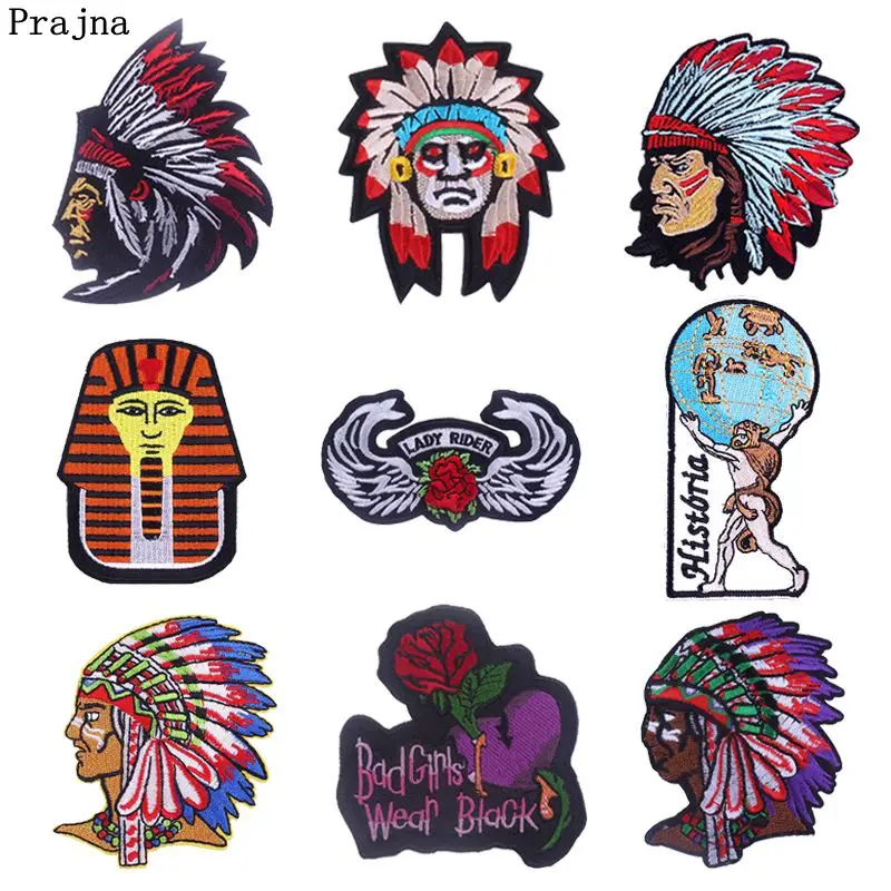 Prajna Egypt Things Iron on Patches Rose Ancient Egypt People Embroidered Patch For Clothing DIY Stripe On Jean Coat Accessories