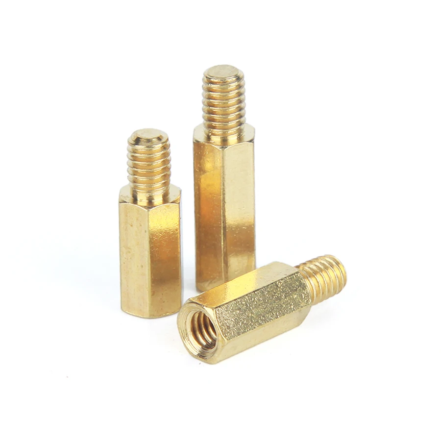 M3*L+4mm Hex Head Brass Spacing Screws Threaded Pillar PCB Computer PC Motherboard Brass StandOff Spacer