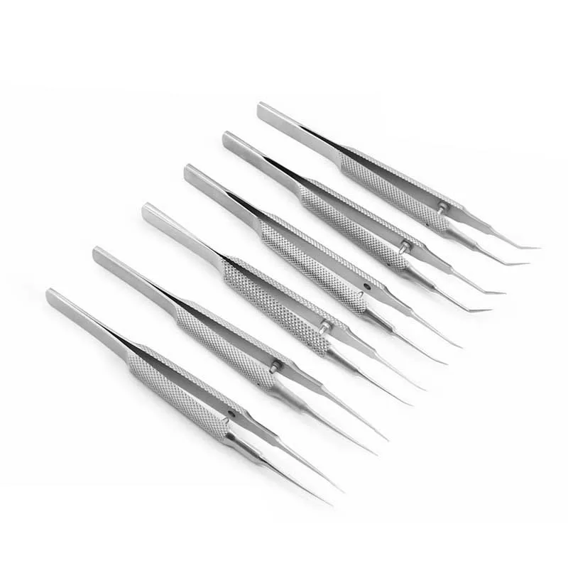 

11cm Stainless Steel Round Handle Micro Tweezers Eyelid Tweezers Tooth Platform Ophthalmic Instruments Surgery Tools