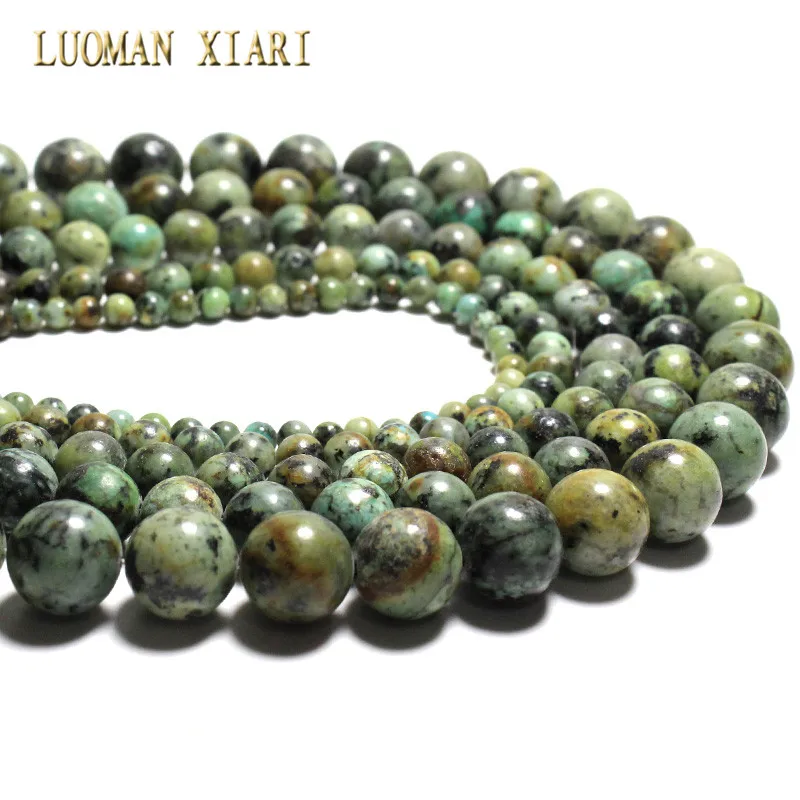 AAA + Natuurlijke Ronde Vorm Natuurlijke Afrikaanse Turkoois Stone Ronde Losse Kralen Voor Sieraden DIY Armband Maken 4mm 6mm 8mm 10mm 12mm