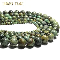 AAA + Natuurlijke Ronde Vorm Natuurlijke Afrikaanse Turkoois Stone Ronde Losse Kralen Voor Sieraden DIY Armband Maken 4mm 6mm 8mm 10mm 12mm