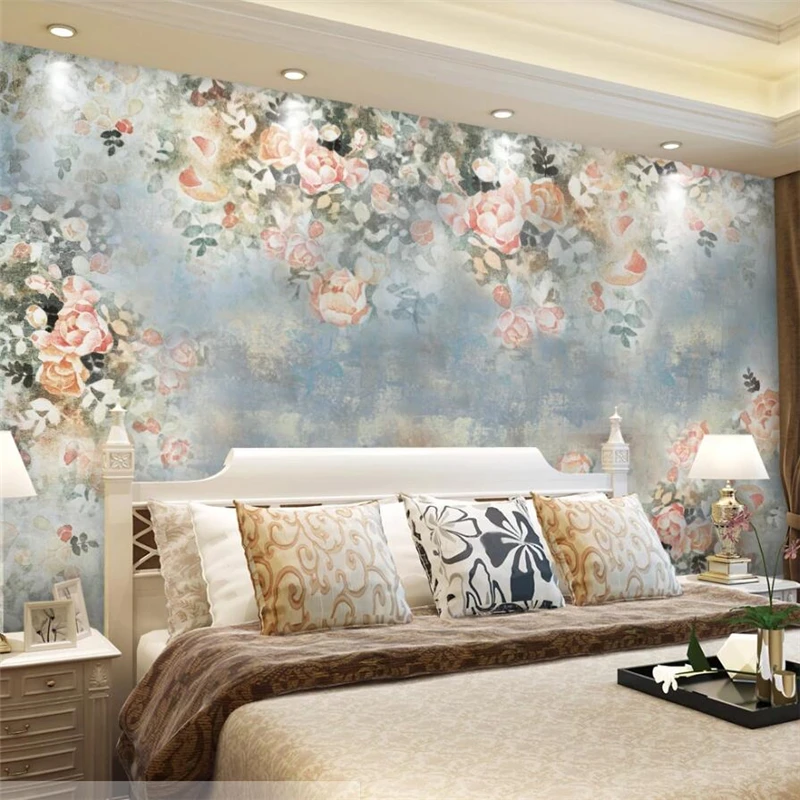 wellyu papel de parede Custom wallpaper 3D mural rose обои background wall Nordic vintage American hand-painted floral wallpaper