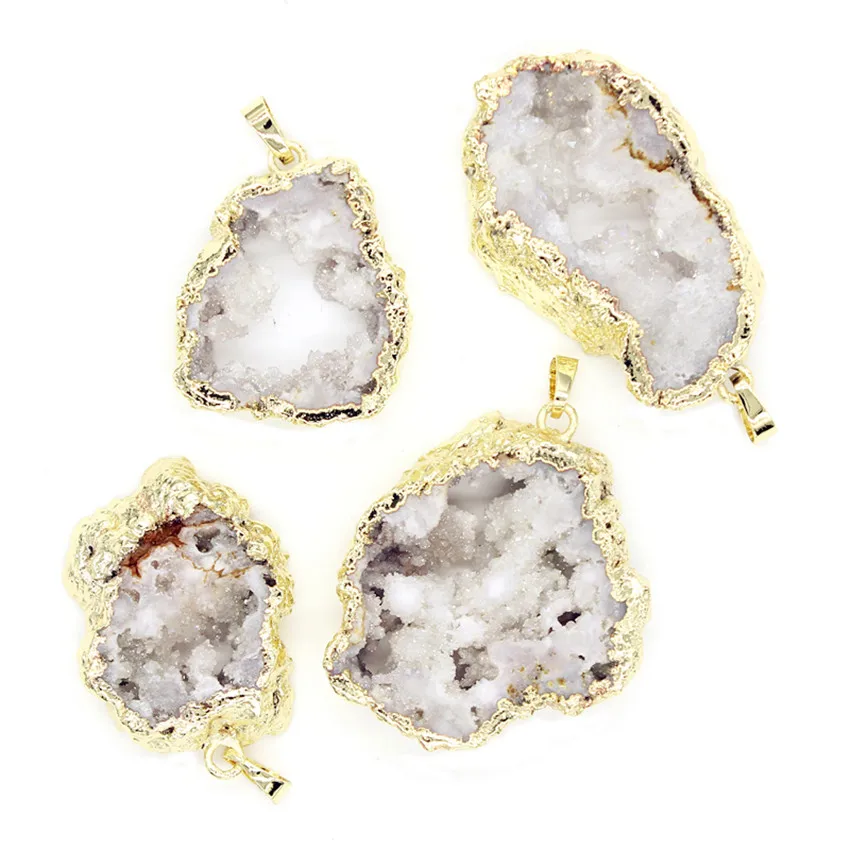 100-Unique 1 Pcs Light Yellow Gold Color Irregular Shape Original Rock Crystal Pendant Cluster Jewelry