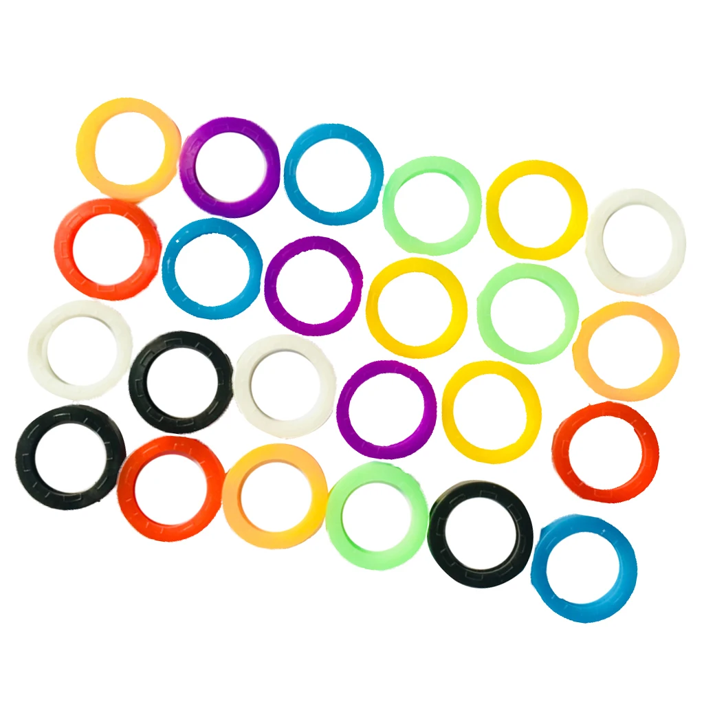 24pcs Assorted Colors Key Top Cap Cover Topper Keyring ID Marker Tags