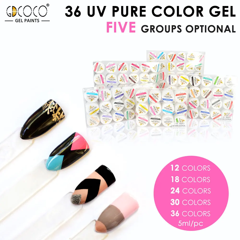 36pcs/kit GDCOCO 5ml Painting Gel DIY Soak Off UV LED Gel Varnish Nail Salon Long Lasting Drawing Nail Gel Lacquer