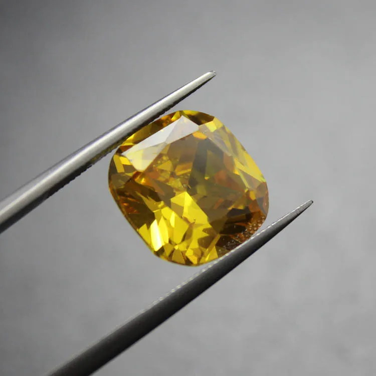 Square shape Golden Cubic Zirconia yellow stone cushion brilliant CZ beads for jewelry making diy