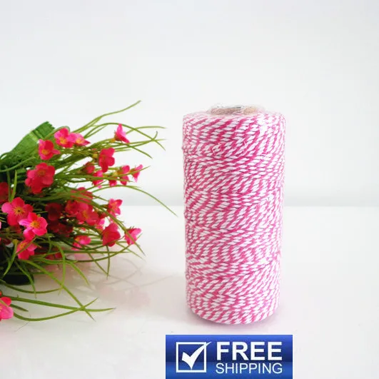 5 Spools (110yard/spool) Gift Wrap Craft Divine White and Hot Pink Cotton Colored Bakers Twine-Pick Colors-12 ply Cords String