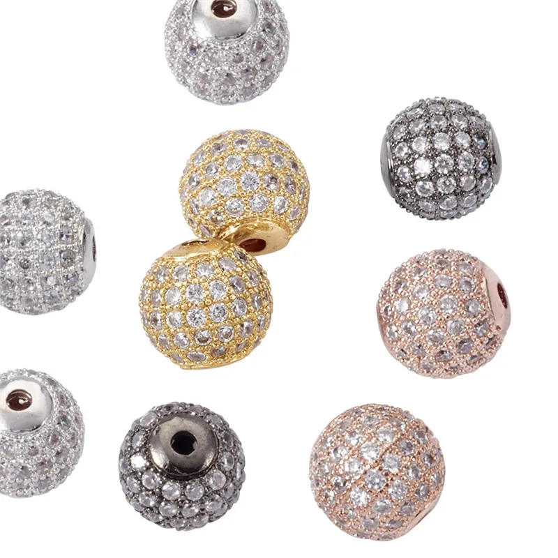 4/6/8/10mm 10pc AAA Fashion Beads Round Clear Cubic Zirconia Charm Beads Jewelry bracelet Necklace Rhinestone Disco Ball F60