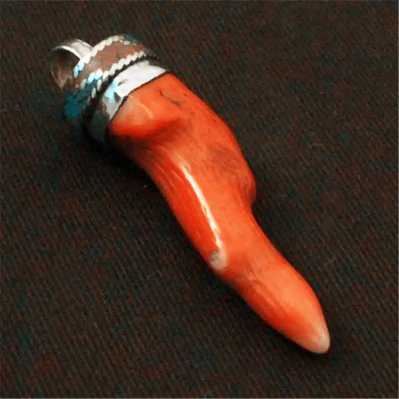 TBP635 Nepal Brass Capped Dyed Bamboo Coral Nuggets Chili Hot Pepper Pendants