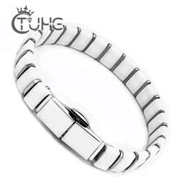 White Black Men Health Bracelets & Bangles Good Quality Stainless Steel Charm Bracelet Jewelry With Special Clasp for Man/Women