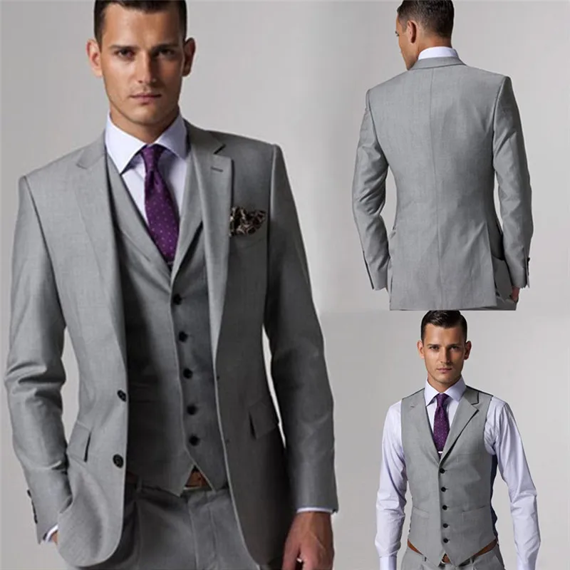 

CUSTOM MADE TO MEASURE men's BESPOKE suits, TAILORED grey tuxedos for man,wedding Groomsmen dresses(Jacket+Pants+Vest+Tie)