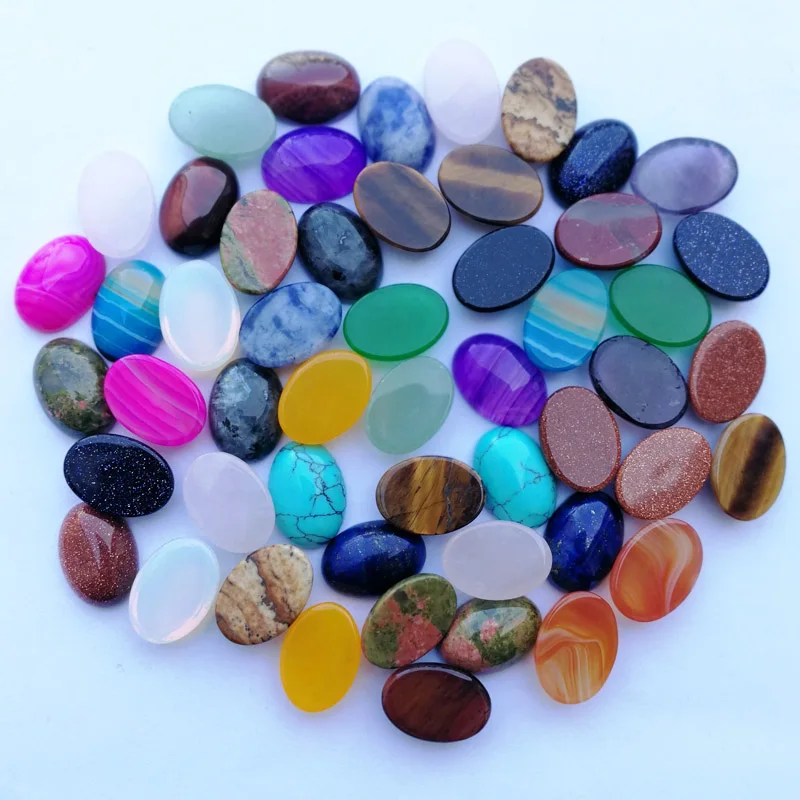 Wholesale mixed Natural stone Bead Oval stone Cabochon cab Necklace and ring accessories no hole 10-50Pcs/lot Free shipping