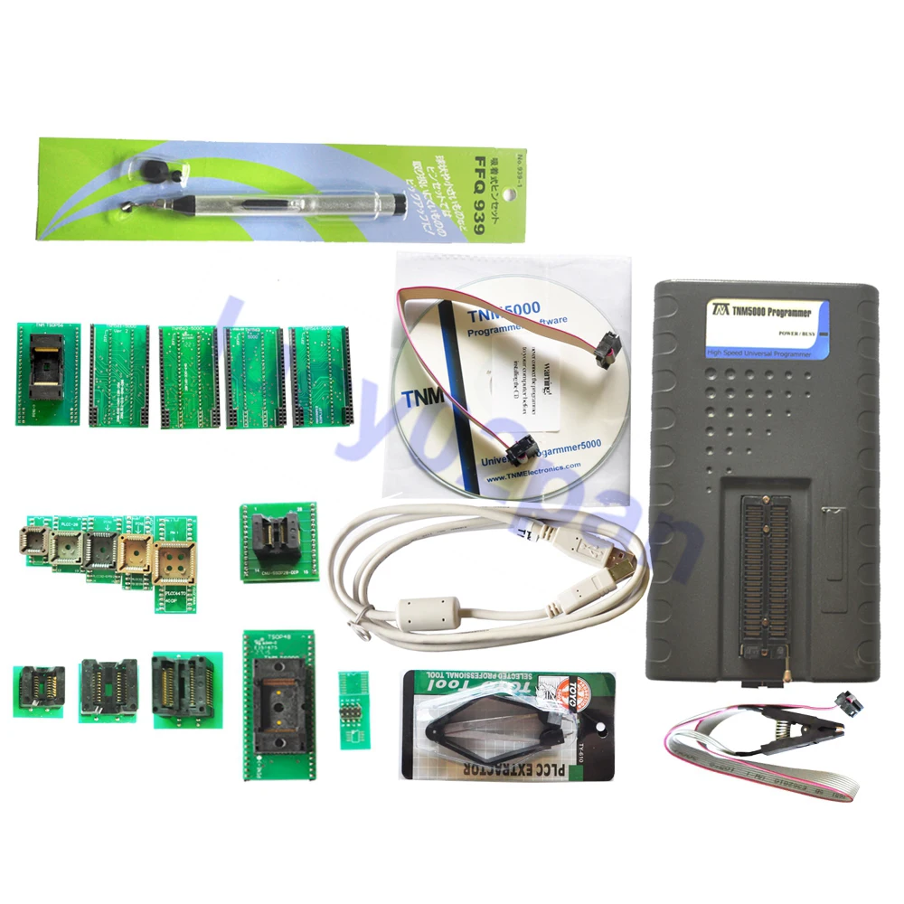 TNM5000 USB EPROM Programmer+12pcs adapters include TSOP48+TSOP56+test clip,Support /Microcontroller/ECU,Fast mode SPI support