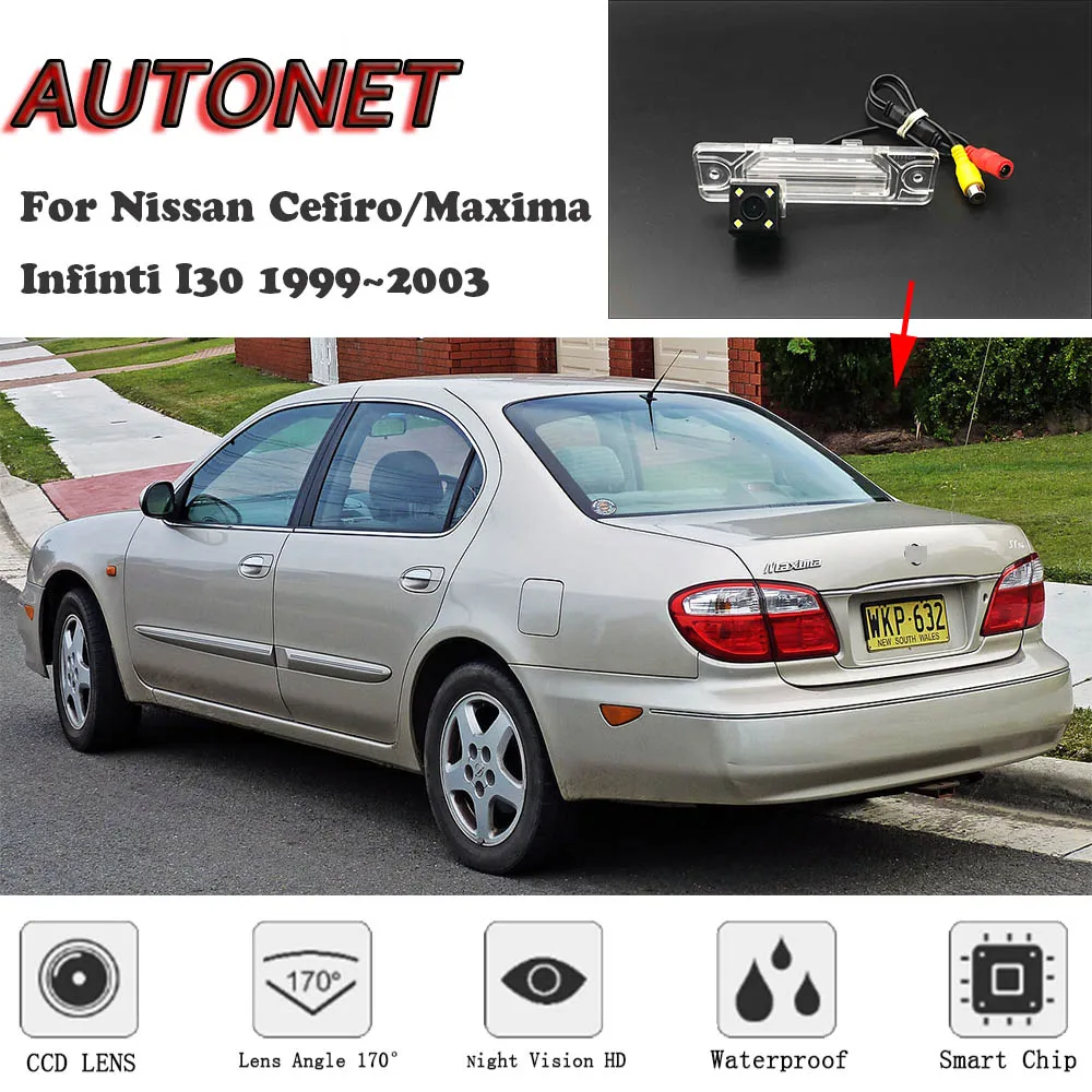 AUTONET HD Night Vision Backup Rear View camera For Nissan Cefiro/Maxima Infinti I30 1999~2003 license plate Camera or Bracket