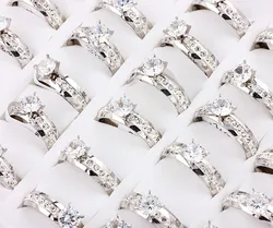 Fashion 12Pcs Stainless Steel Rings CZ Inlay Wholesale Bulk Lots Men's Wonen Jewelry Fashion Gothic Jewelry FREE